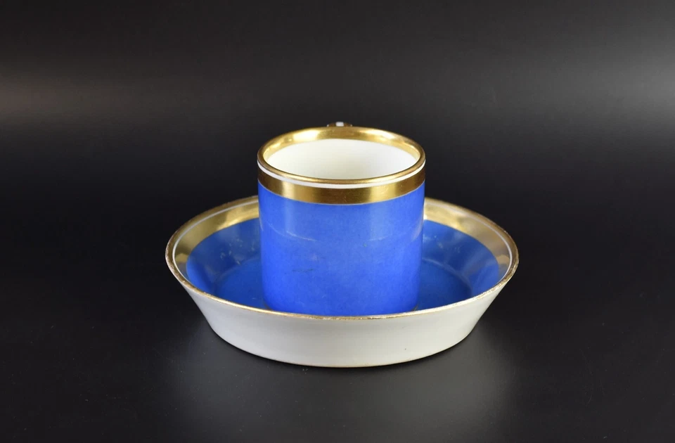 Alt Wien Porzellan Tasse Empire Stil Zylindertasse blau gold 19 Jh. - Bild 3 von 4