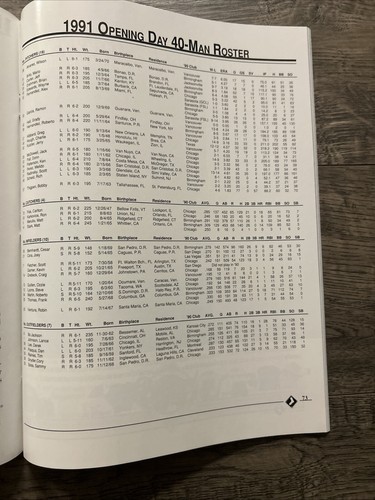 1991 CHICAGO WHITE SOX : Opening Week Program (April 18-28th) - Picture 5 of 6