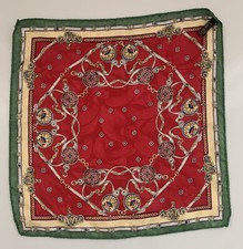 Silk Pocket Square Made In Italy Scarf Equestrian Print