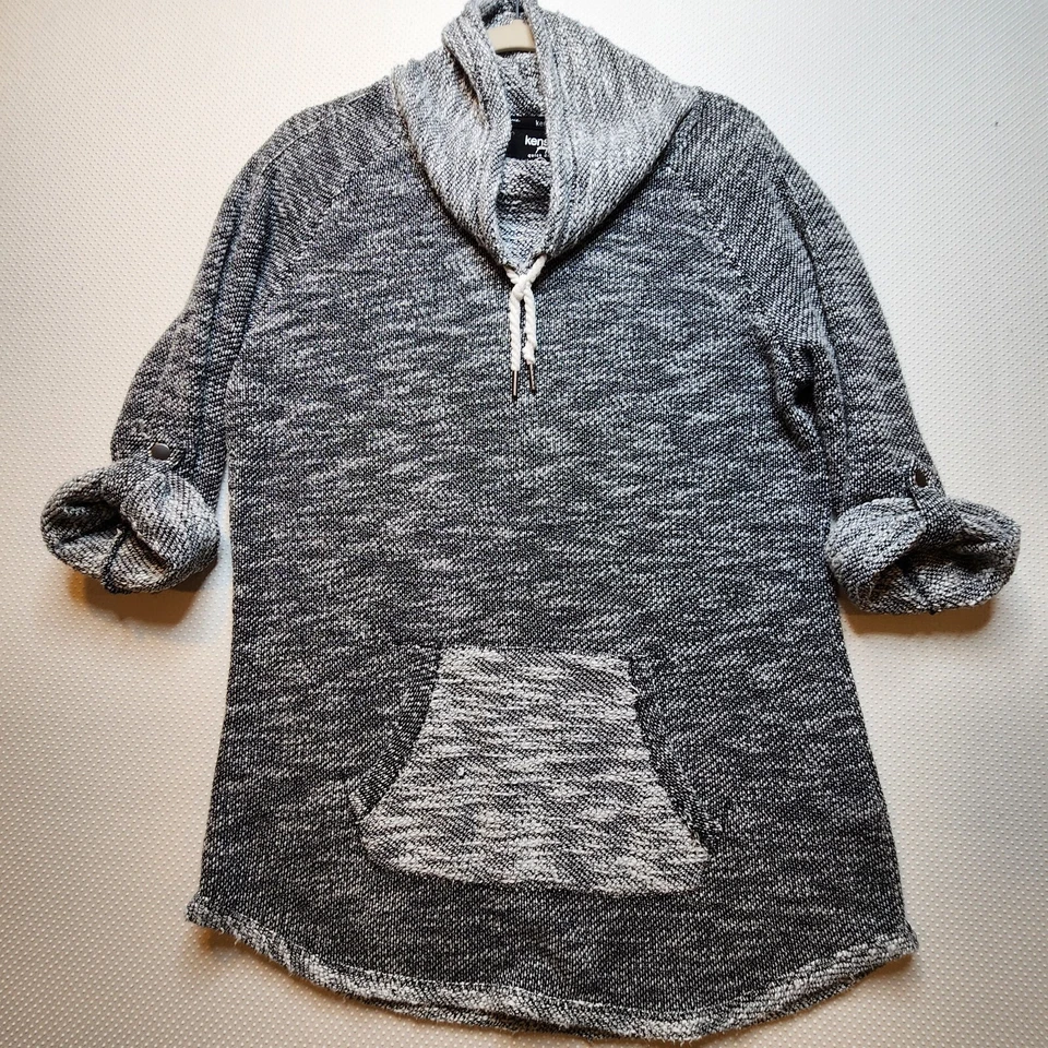 Kensie Performance 女式运动衫中号黑色灰色长袖小袋 — 第 2/4 张图片