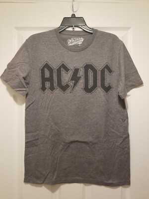 New ACDC AC DC Classic Logo Adult Medium Soft Grey Comfy T-shirt