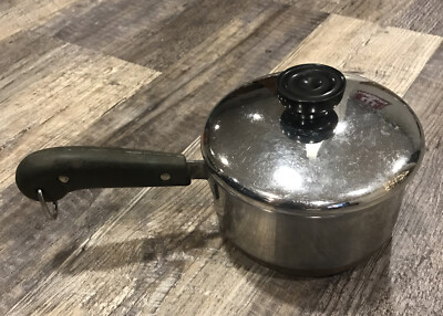 Vintage Revere Ware 1801 Pre-1968 Double-Ring 1 Quart Sauce-Pan Copper-Clad &Lid