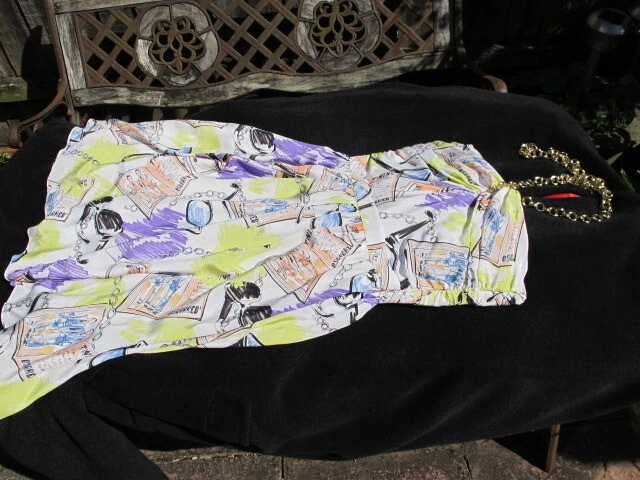 DSQUARED2 ABITO DA SOLE SETA 100% calce malva scarabocchia catena uk12 £930 nuovo con etichette