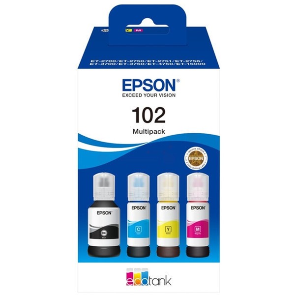 Epson 102 Ecotank Multipack Ersatztinte Cyan Magenta Gelb 70 Ml Schwarz 127 Ml-image