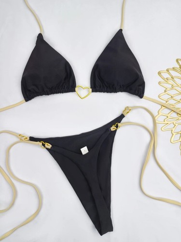 New Solid Color White Women Suit Low Waist Lace-up Swimsuit Two-piece - Picture 33 of 33