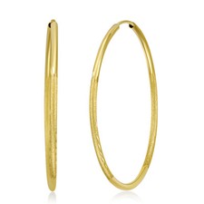 Wellingsale 14k Yellow Gold Diamond Cut 1.5mm Endless Hoop Earrings (37 x 37 mm)