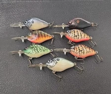(7) Vintage Natural Ike Crankbait Fishing Lures Lot of 7