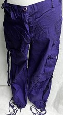 Vintage UFO Parachute Baggy Strap Pants Cargo Purple Rave Adjustable Waist Y2K