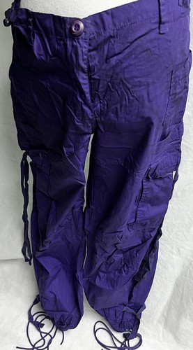 Vintage UFO Fallschirm Baggy Träger Hose Cargo lila Rave verstellbare Taille Y2K - Bild 1 von 24