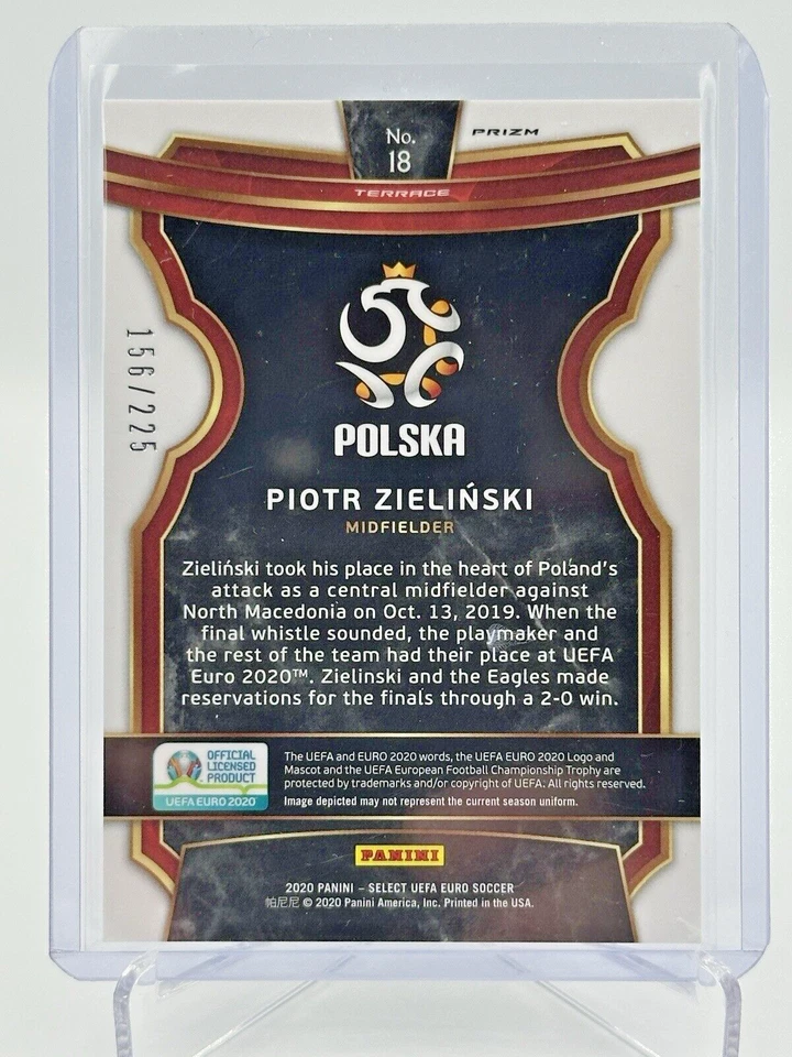 2020 Panini Select UEFA Euro Terrace Blue Prizm 156/225 Piotr Zielinski #18 - Image 2 of 3