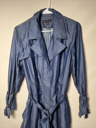 Abito donna blu Banana Republic taglia 10 colletto cintura chambray manica lunga - Foto 2 di 16