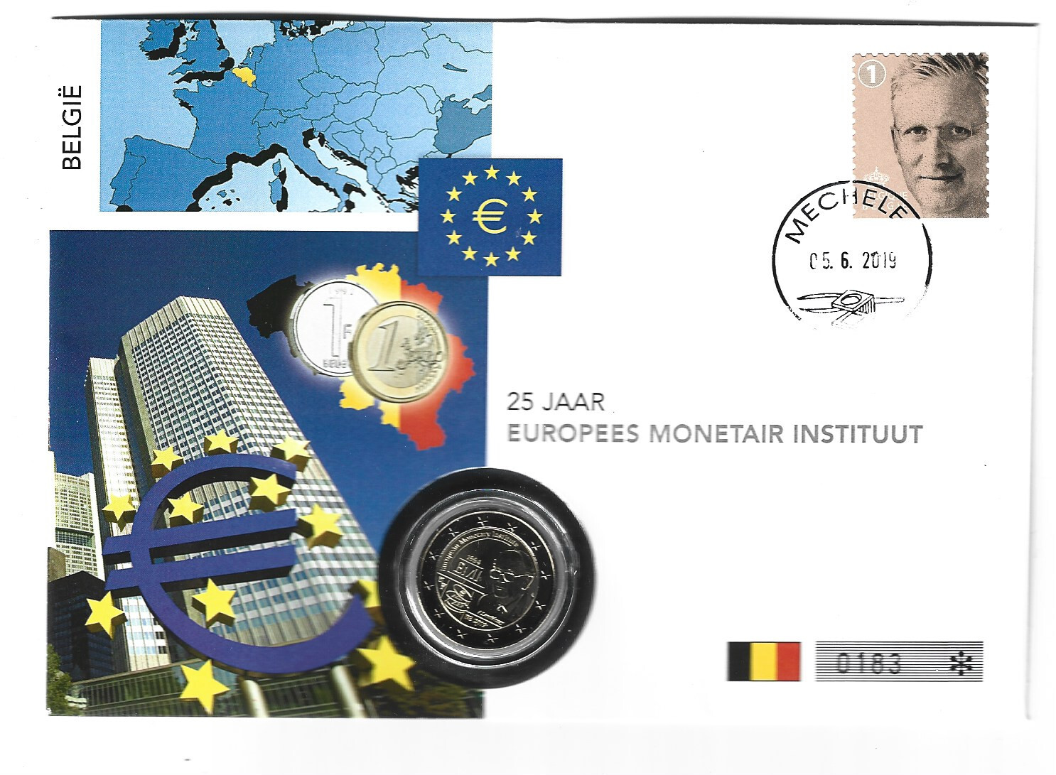 Numisbrief Belgique 2 Euro Institut Monétaire Européen 2019
