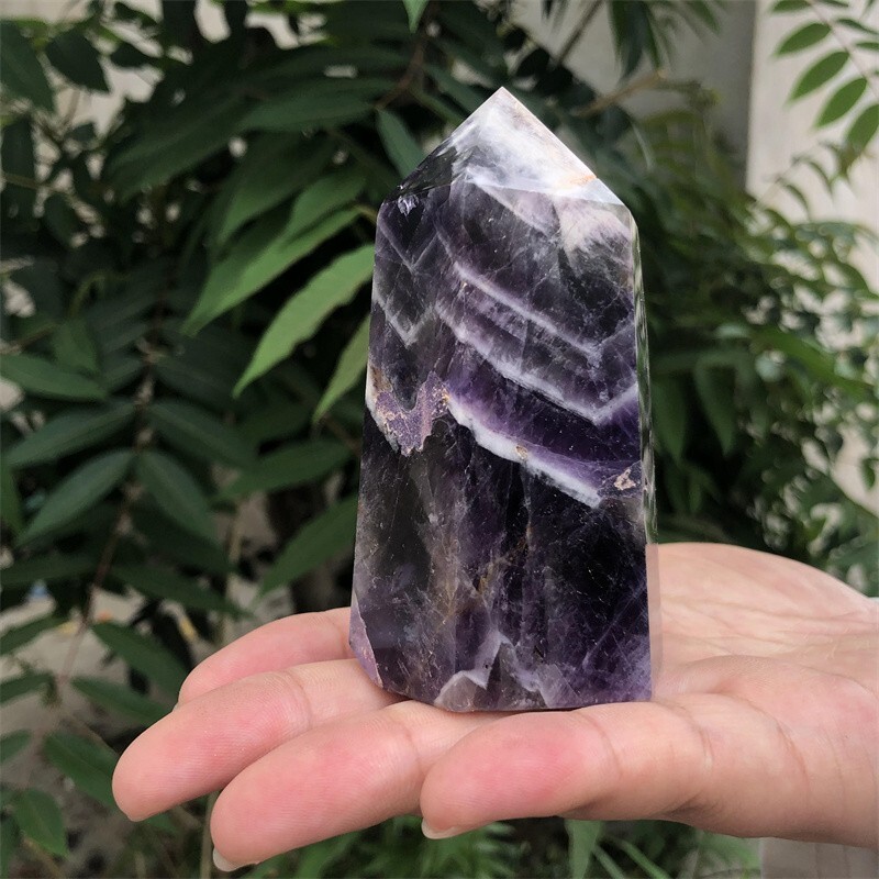 Natural Dream Amethyst Obelisk Quartz Crystal Wand Tower Point Reiki Healing 1pc