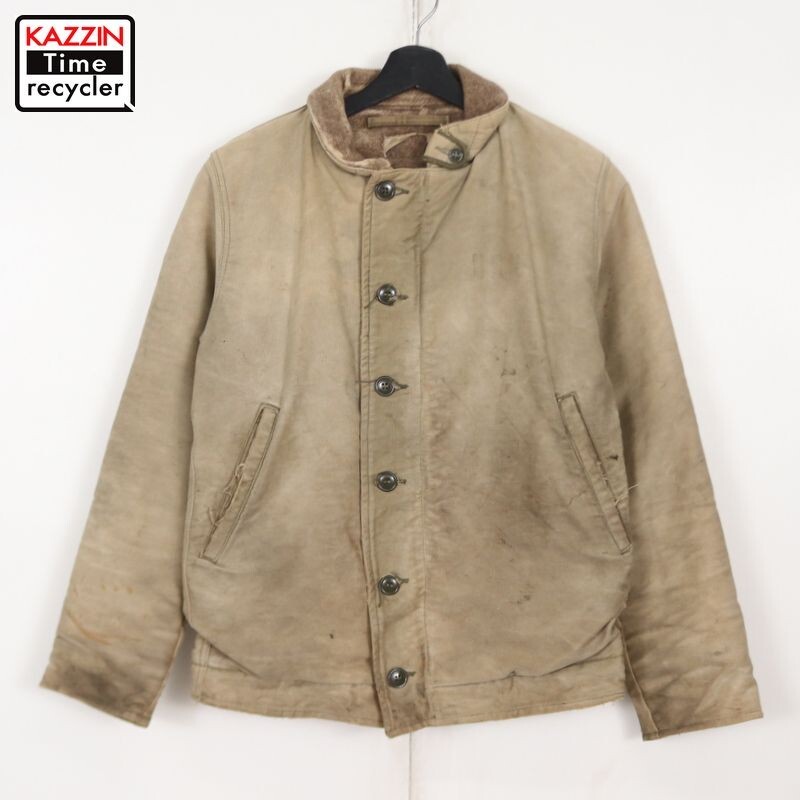 40s U.S. Navy N-1 Deck Jacket, Stencil, Beige, Vintage, Size M | eBay