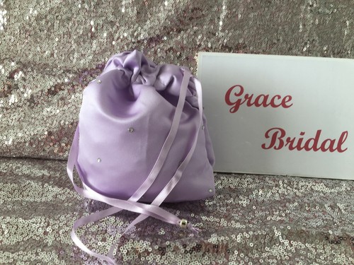 LILAC DUCHESS SATIN DOLLY BAG MAID. WEDDING PROM FLOWERGIRL*UK MADE/SELLER* - Picture 6 of 27