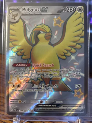 Pidgeot Ex 221/091 SV: Paldean Fates Pokemon TCG Full Art Holofoil NM