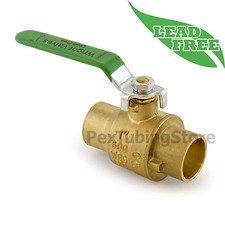 1" Sweat CxC Lead-Free Brass Ball Valve, Full Port 600psi WOG
