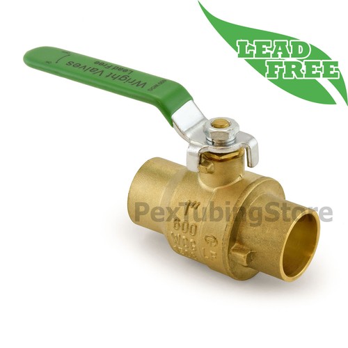 1" Sweat (CxC) Lead-Free Brass Ball Valve, Full Port 600psi WOG