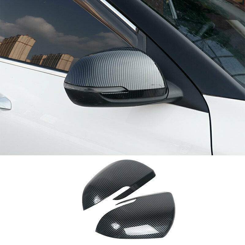 2*For Kia Seltos 2020-2023 Carbon Fiber ABS Side Rear View Mirror Cover Cap Trim