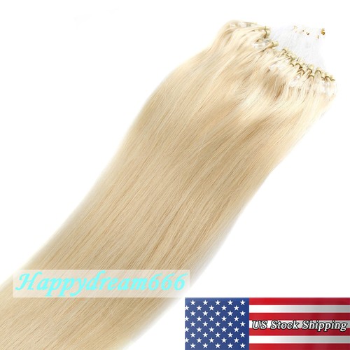 Micro Ring Loop Tip Remy Human Hair Extensions Silky Straight Micro Bead Link US - Picture 46 of 84