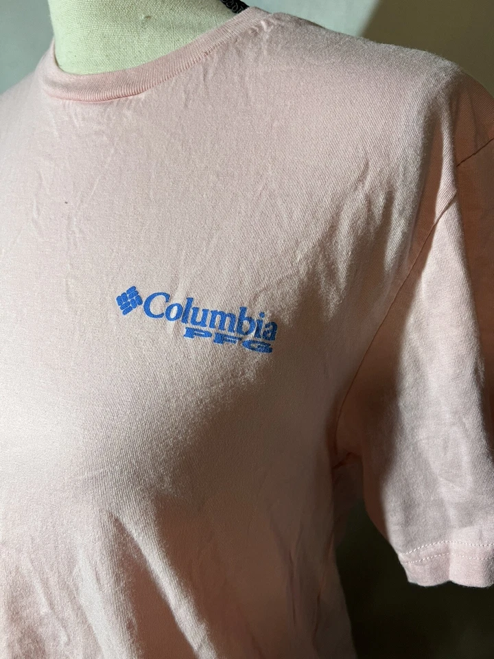 Camisa Columbia Sportswear Rosa Azul Marlín Talla Mediana Rendimiento Equipo de Pesca Foto 2 de 4