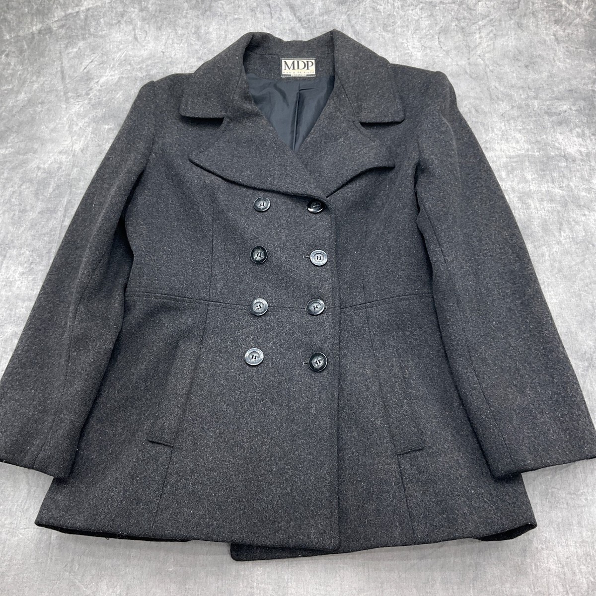 MDP Mario De Pinto Pea Coat Women XLarge Gray Wool Nylon Jacket
