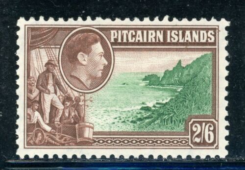 PITCAIRN ISLANDS 8 SG8 MH 1940-51 2sh6p KGVI Fletcher Christian & Coast CV$14 - Picture 1 of 1