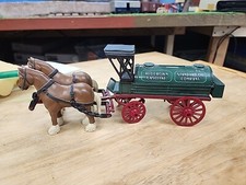 Vintage 1990 Amoco Ertl Horsedrawn Red Crown Gasoline Wagon, Coin Bank