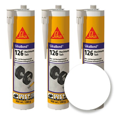 Montageklebstoff SikaBond Maximum Tack Weiß 3 Kartuschen a 300 ml