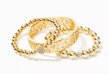 NWT LILLY PULITZER DEVINE BRACELET SET *GOLD METALLIC* EMBELLISHED TRIO