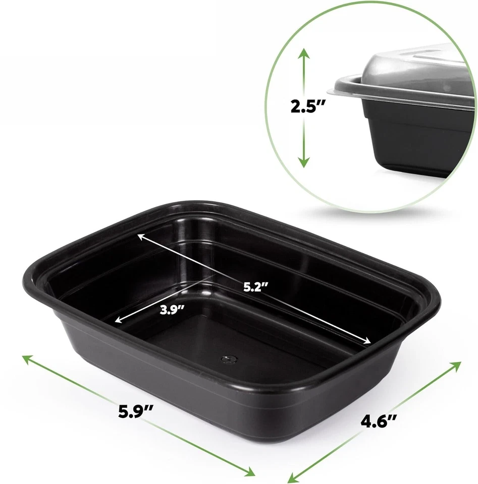 Paquete de 50 cajas compactas pequeñas para llevar de 12 oz - ideales para la preparación de comidas Foto 4 de 4