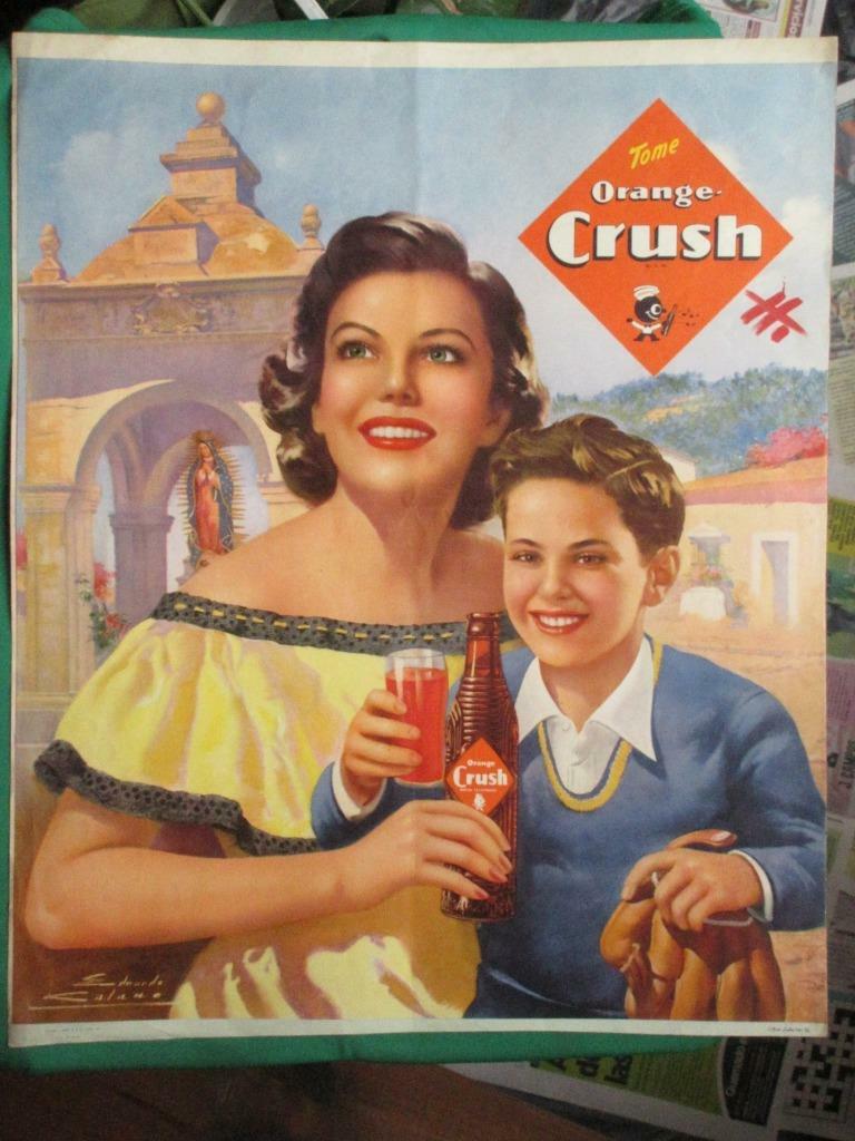 1950's ORANGE CRUSH SODA ADVERTISING PIN-UP CATANO BEAUTIFUL ART