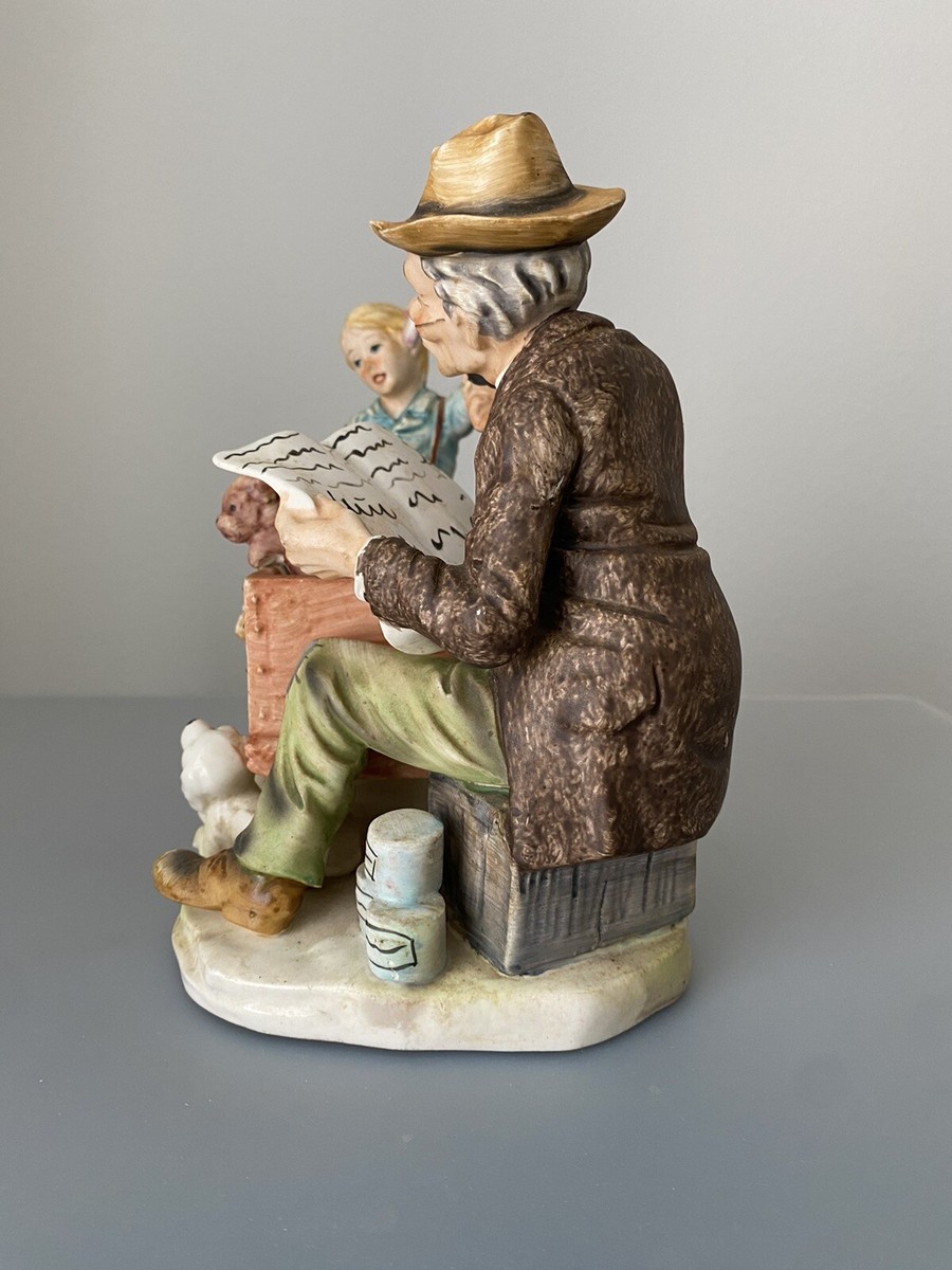Vintage Boy & Grandpa Dog For Sale Figurine By Norleans, Made In