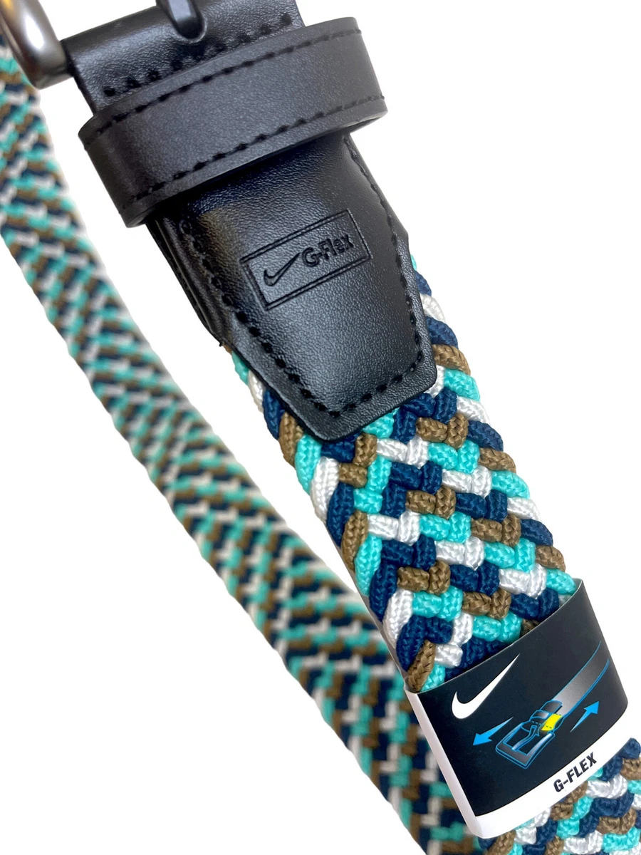 New Nike G-Flex Stretch Woven Masters Golf Belt Green Teal Blue White Sz.  Medium