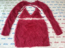 Charming Bunny Sexy Bikini Top & Skirt Set 3 Pieces Dark Pink Size Large