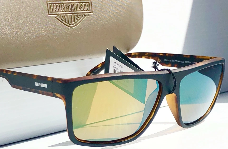 Harley-Davidson HD203 Tortoise Matte frame Bronze Green lens Sunglass with Case - Image 2 of 4