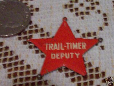 RARE VINTAGE TIN RED TRAIL-TIMER DEPUTY STAR TOY BADGE - Picture 1 of 1