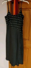 A New Day Women's Satin Polka Dot Midi Dress Sleeveless Adjustable Straps Size M