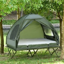 2 Person Foldable Camping Cot with Tent, Bedspread, Air Mattress