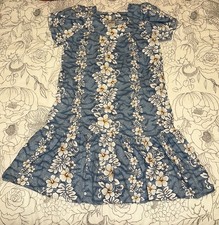 An Original Hawaiian Togs XL 100 Dress Ruffles Cap Sleeves Made In Hawaii Blue