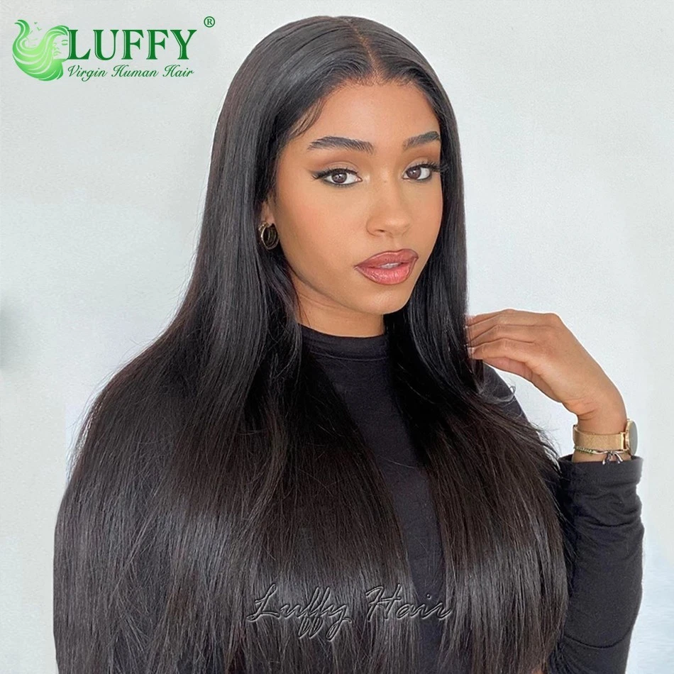 Pelucas de cabello humano de encaje completo HD de cabello liso de Malasia pelucas delanteras de encaje pre arrancadas Foto 2 de 4