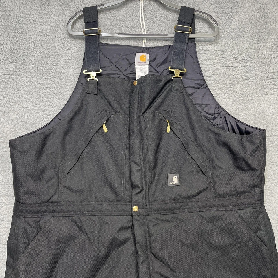 Carhartt Bib Overalls Mens 50x28 Black Extremes R33 Arctic Quilt Lined Zip - Image 2 of 4