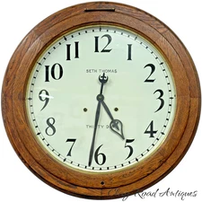 Antique restored 30 day Seth Thomas large oak arcade clock 23 in gallery  lobby