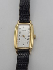 Lorus V810-5010 Rectangle Gold Tone Analog Quartz watch Black Band Working