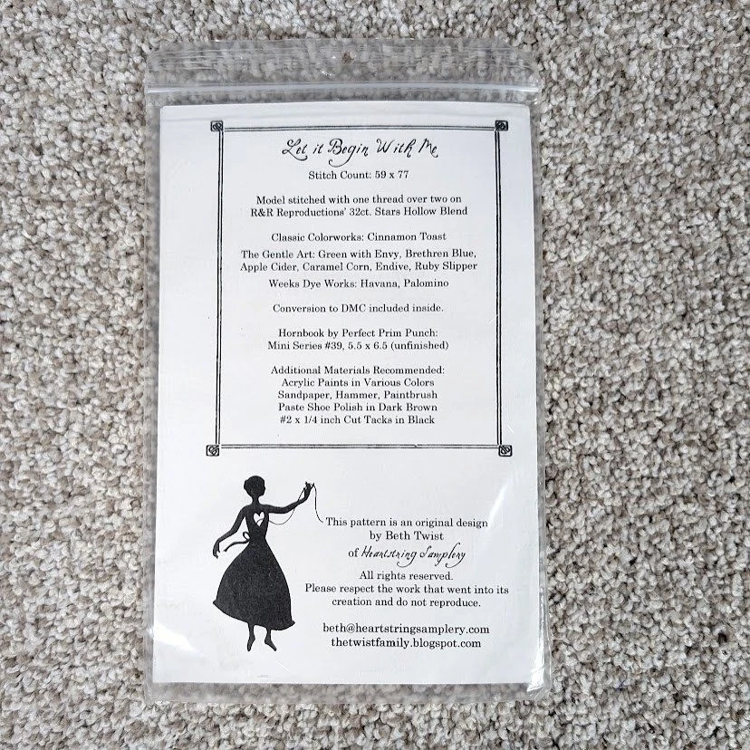 Heartstring Samplery Let It Begin With Me Cross Stitch Pattern opened - Image 2 of 3