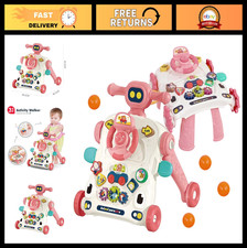 3-in-1 Baby Walker Sit to Stand with Activity Table  Center for Newborns - Pink