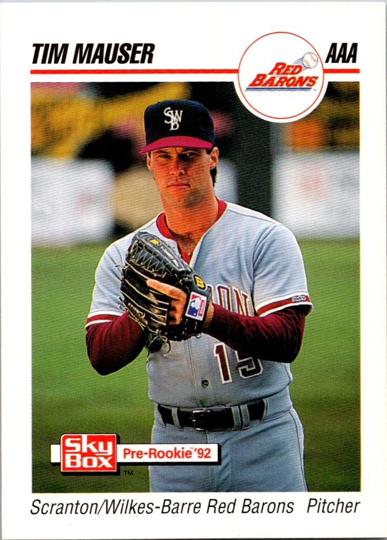 Tim Mauser 1992 SkyBox Team Sets AAA #490 Scranton/Wilkes-Barre Red Barons