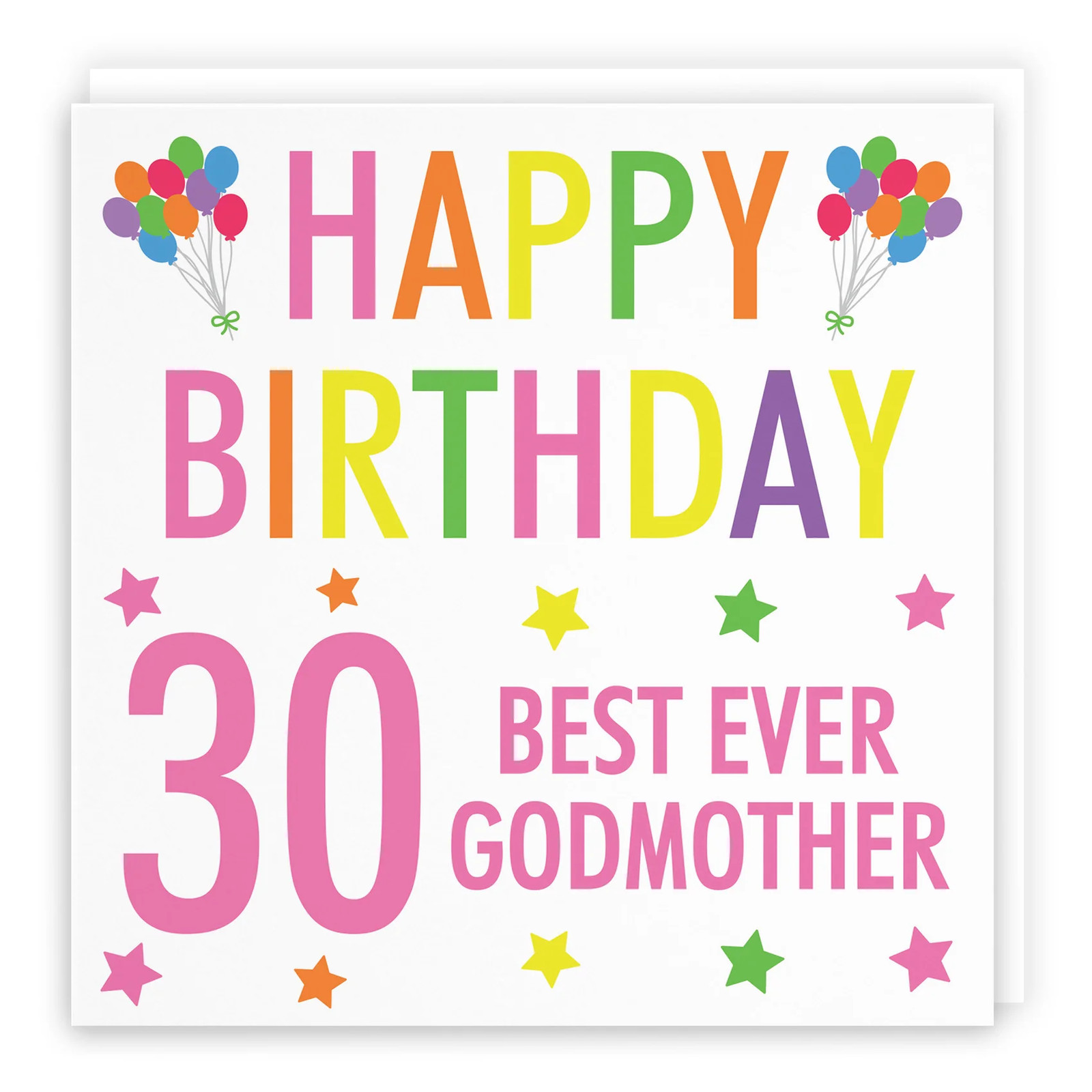 30th Godmother Birthday Card Colourful