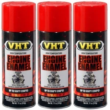 VHT High Temp Paint VHTSP121 (3-PACK); Engine Enamel Universal Bright Red 550°F