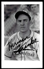 Herman Franks Cardinals Baseball Signed 3.5x5.5 Brace Photo JSA Pre-Cert *X771
